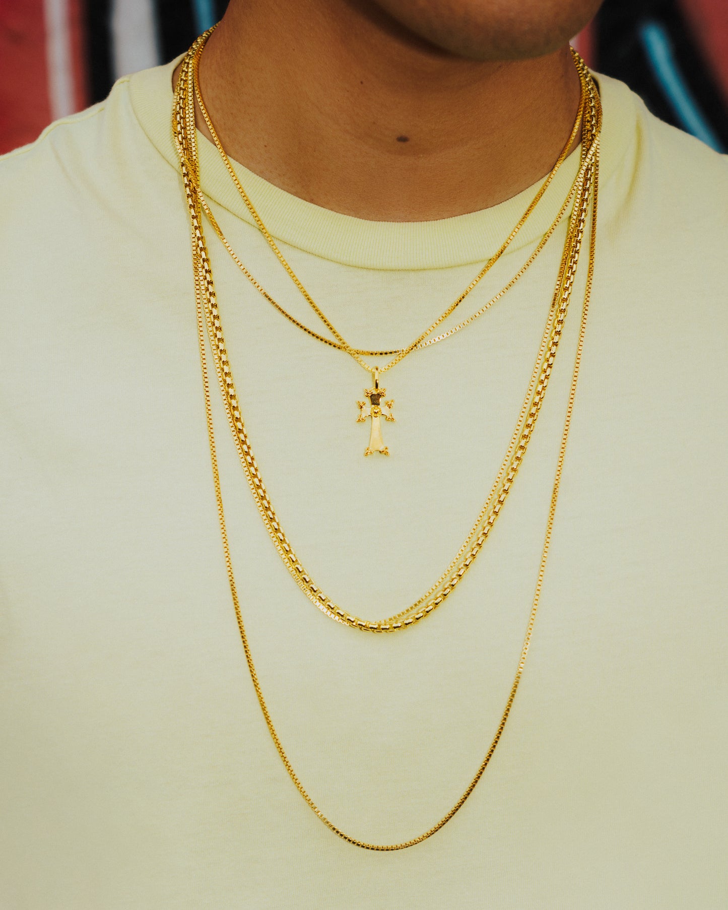 4mm Box Chain necklace in yellow gold plated sterling silver