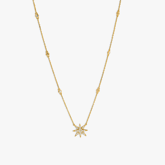 Yellow Gold Diamond North Star Necklace- 18K Yellow Gold   