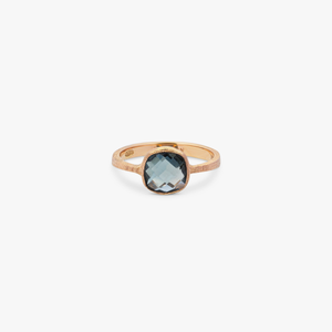 Belgravia single stone ring with 14K rose gold with London blue topaz (UK) 3