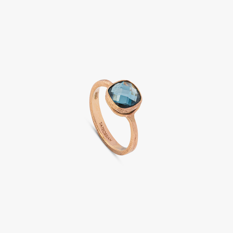 Belgravia single stone ring with 14K rose gold with London blue topaz (UK) 1