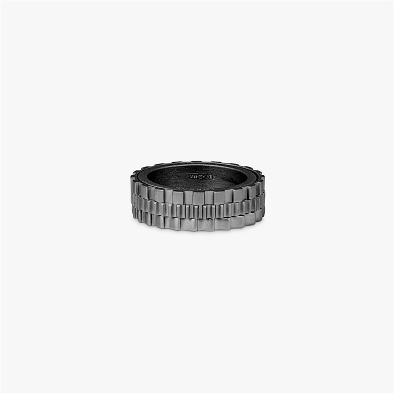 Silver Rhodium Plated Silver Rotating Gears Ring