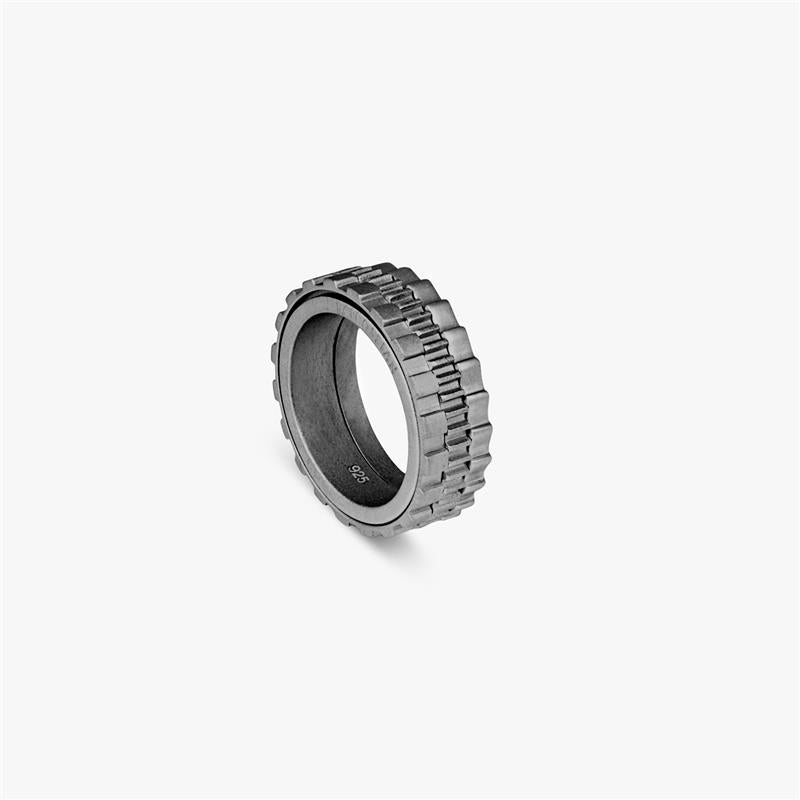 Mechanical Silver Rings - Ruthenium Shiny