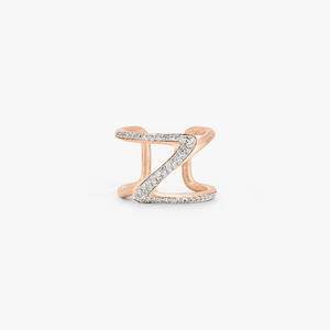 ZAHA HADID DESIGN Apex ring in rose gold plated sterling silver with white diamonds