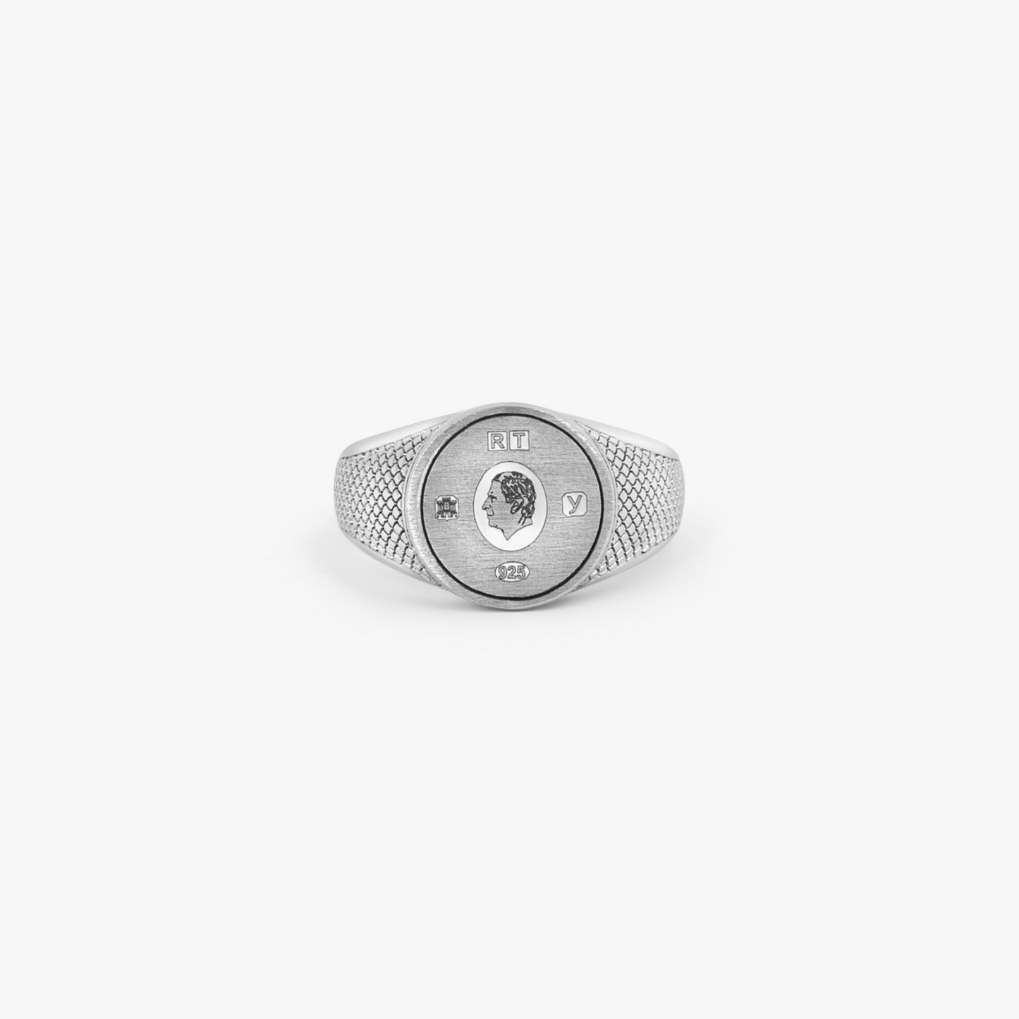 Engravable Regalia Signet Ring In Rhodium Silver  