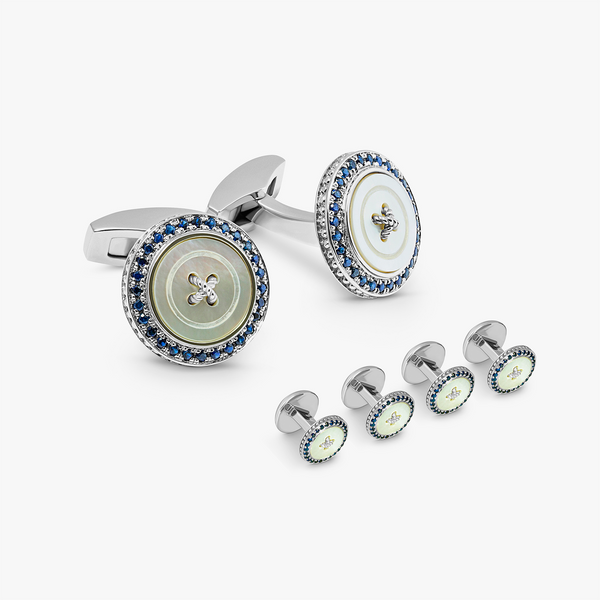 アクセサリー lupinus0908 Precious Button cufflink stud set with white | Tateossian