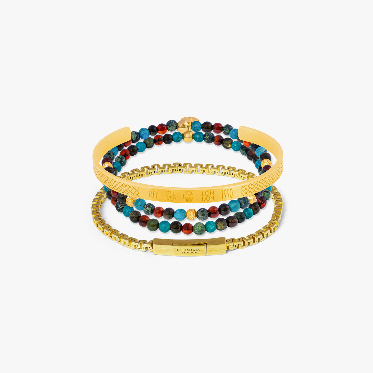 Stacked Multi-Layer Mixed Bracelet In Multicolour  