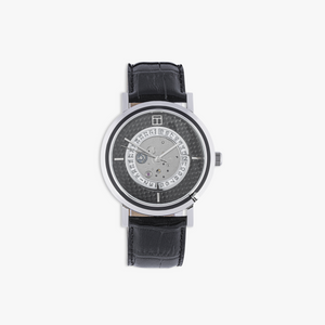 Esposto Leather Automatic Watch In Black With Carbon Fibre Steel