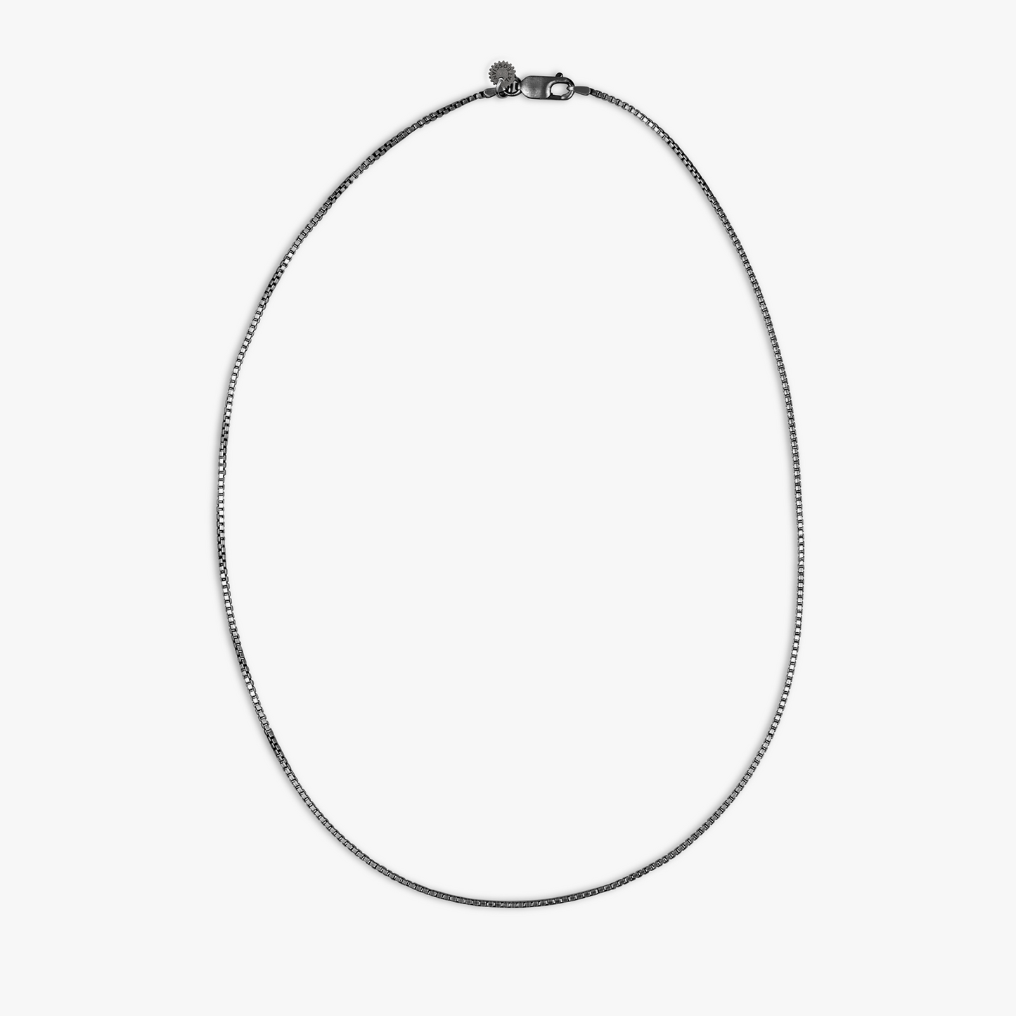 Silver Black Rhodium Sterling Silver Classic Box Chain Necklace