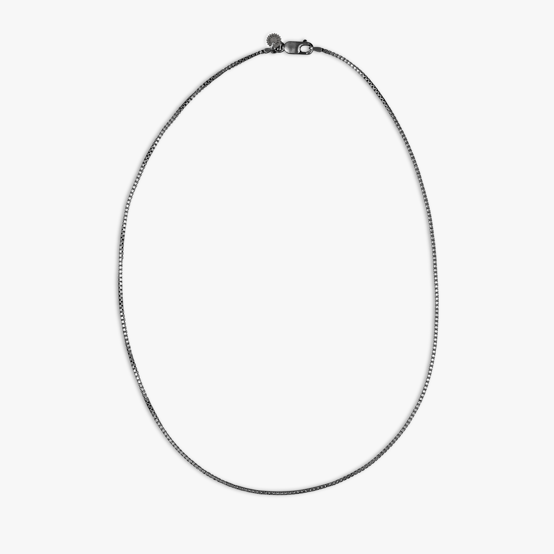 Silver Black Rhodium Sterling Silver Classic Box Chain Necklace