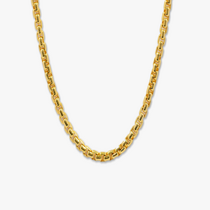 4mm Box Chain necklace in yellow gold plated sterling silver
